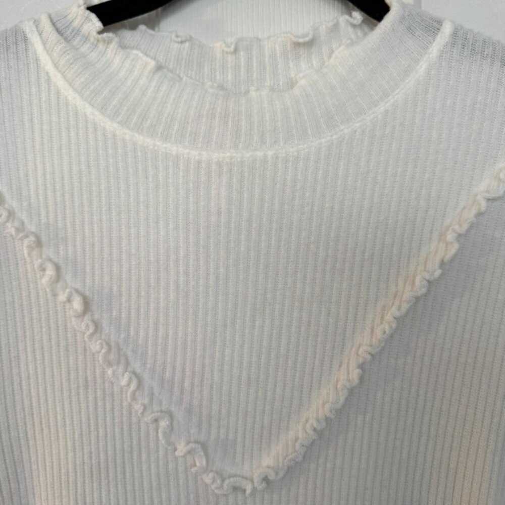 NWOT, Free People Love Struck Turtleneck Ribbed Blouse, White, Size XL - Picture 9 of 16
